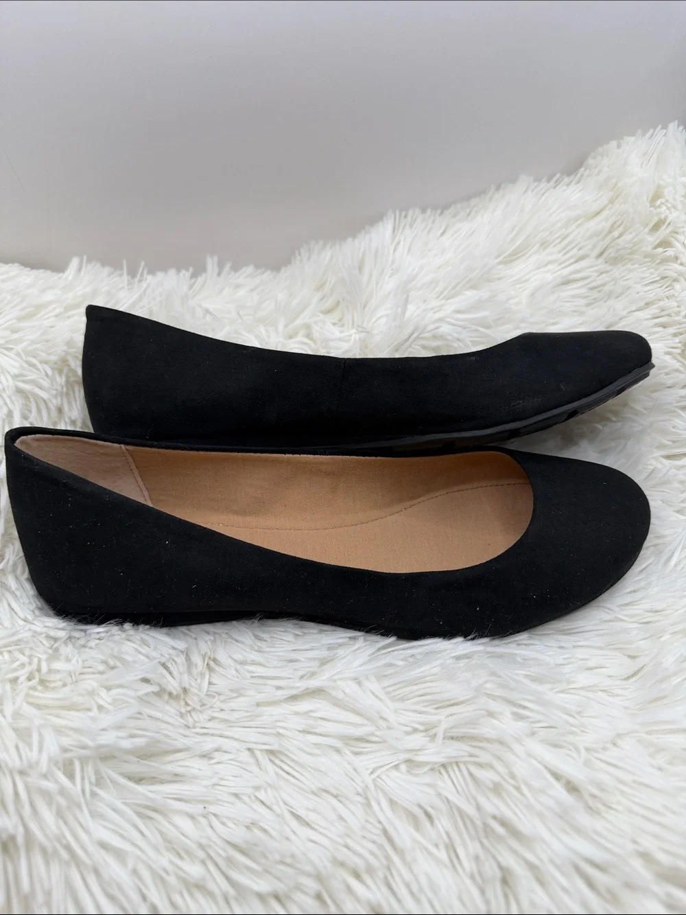 Sun + Stone Black Suede-Look Ballet Flats